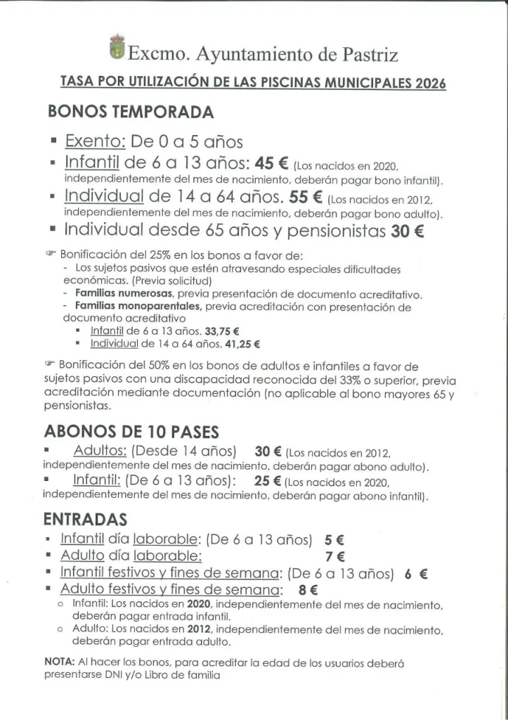 TEMPORADA PISCINAS 2026